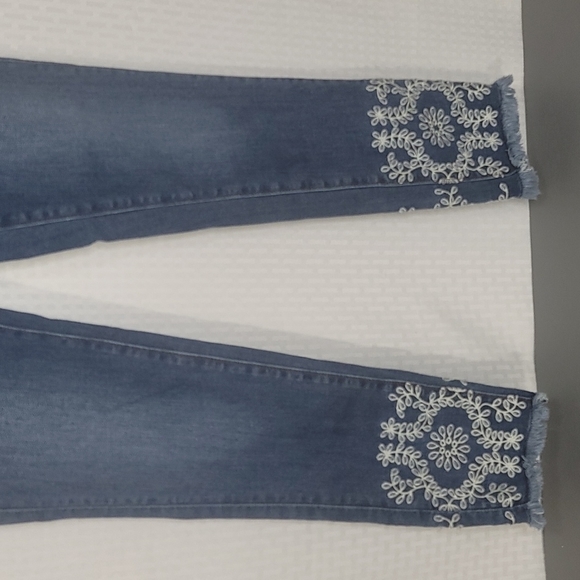 Ann Taylor The Skinny jeans size 2 embroidered detail frayed hem excellent cond - Picture 3 of 7